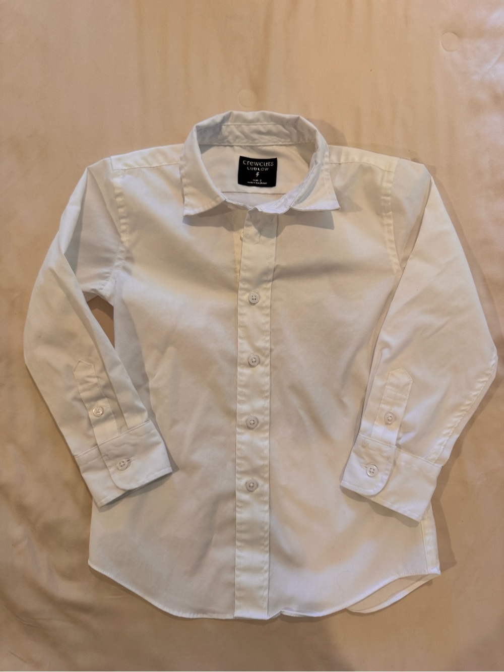 Crewcuts Boys Ludlow White Long-Sleeve Button Front Dress Shirt